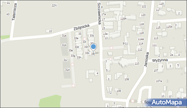 Łódź, Zbójnicka, 33j, mapa Łodzi