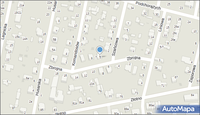 Łódź, Zbrojna, 5, mapa Łodzi