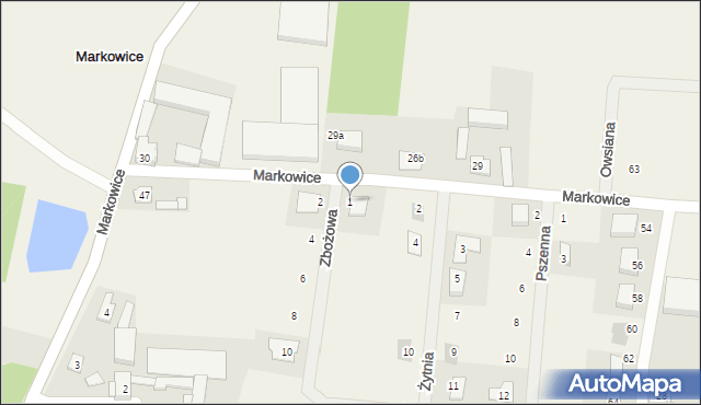 Markowice, Zbożowa, 1, mapa Markowice