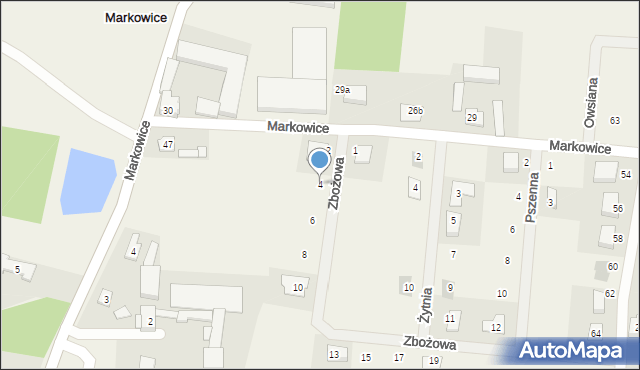 Markowice, Zbożowa, 4, mapa Markowice