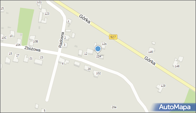 Mikołów, Zbożowa, 12A, mapa Mikołów