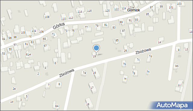 Mikołów, Zbożowa, 19A, mapa Mikołów