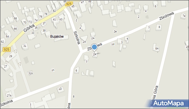 Mikołów, Zbożowa, 1A, mapa Mikołów