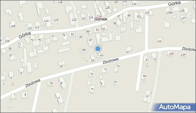 Mikołów, Zbożowa, 25a, mapa Mikołów