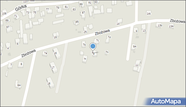 Mikołów, Zbożowa, 7g, mapa Mikołów