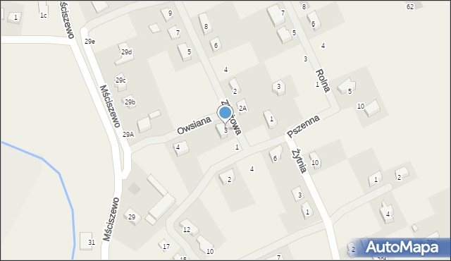 Mściszewo, Zbożowa, 3, mapa Mściszewo