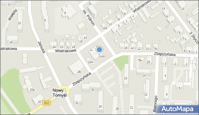 Nowy Tomyśl, Zbąszyńska, 18a, mapa Nowy Tomyśl