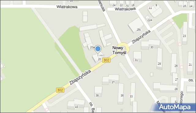 Nowy Tomyśl, Zbąszyńska, 20, mapa Nowy Tomyśl