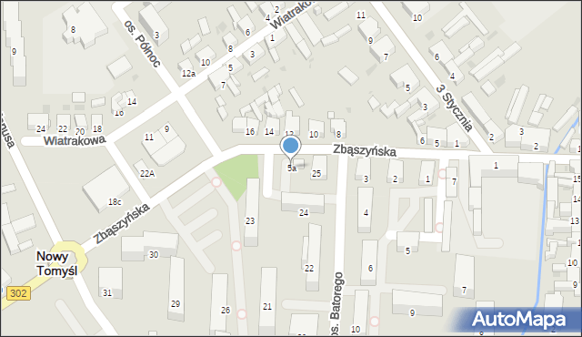 Nowy Tomyśl, Zbąszyńska, 5a, mapa Nowy Tomyśl