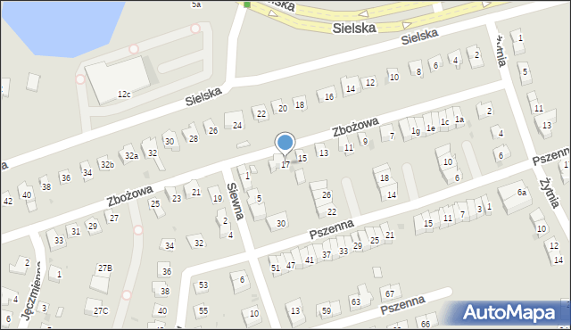 Olsztyn, Zbożowa, 17, mapa Olsztyna