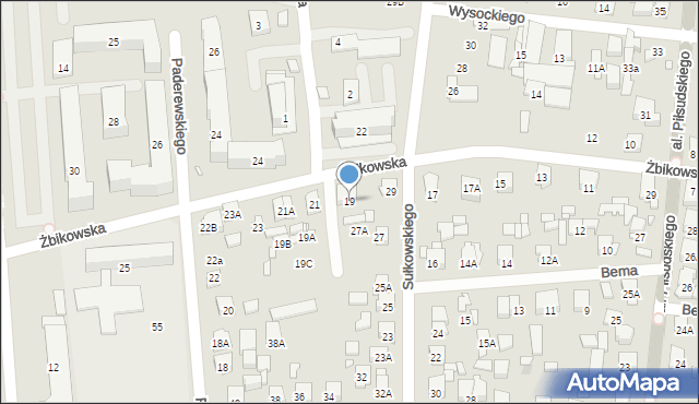Piastów, Żbikowska, 19, mapa Piastów