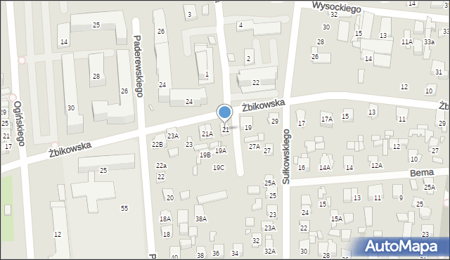 Piastów, Żbikowska, 21, mapa Piastów