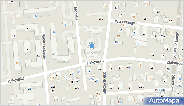 Piastów, Żbikowska, 22, mapa Piastów