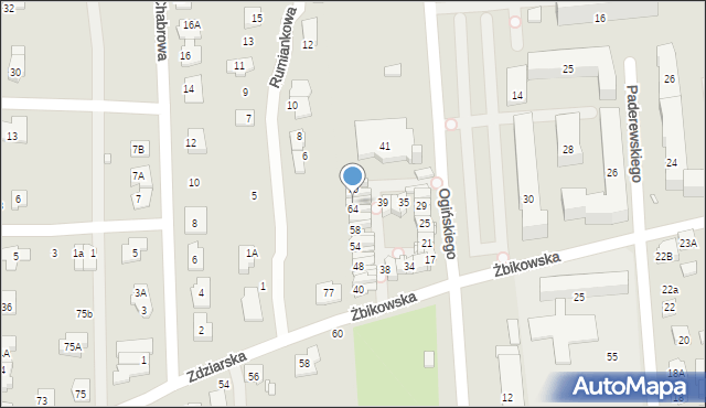 Piastów, Żbikowska, 66, mapa Piastów