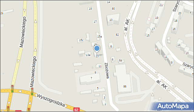 Płock, Zbożowa, 13, mapa Płock