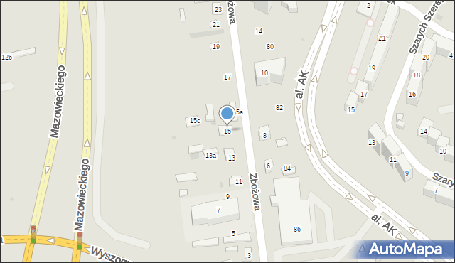 Płock, Zbożowa, 15, mapa Płock