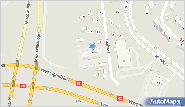 Płock, Zbożowa, 7, mapa Płock