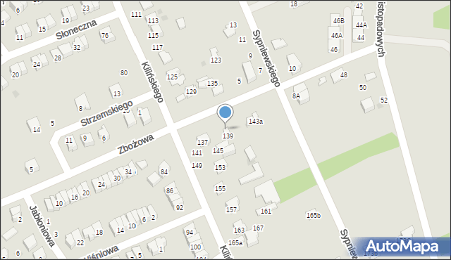 Puławy, Zbożowa, 38, mapa Puław