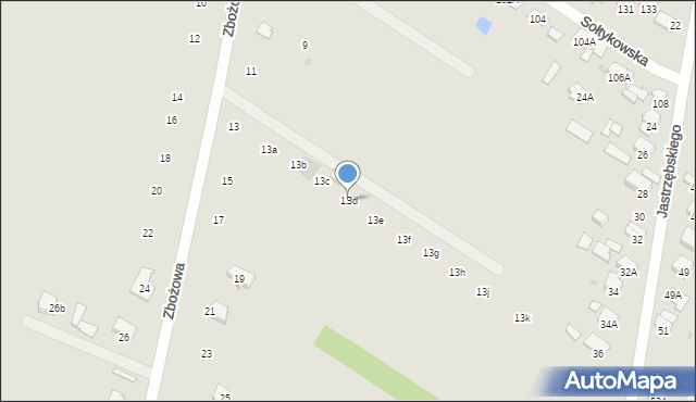 Radom, Zbożowa, 13d, mapa Radomia