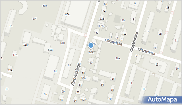 Radom, Zbrowskiego Stanisława, 60A, mapa Radomia