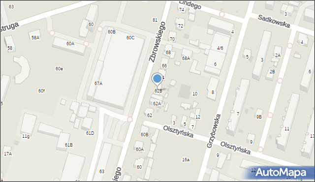 Radom, Zbrowskiego Stanisława, 62B, mapa Radomia