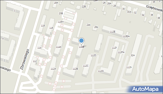 Radom, Zbrowskiego Stanisława, 114B, mapa Radomia