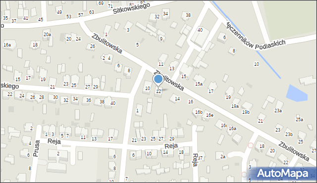 Radzyń Podlaski, Zbulitowska, 12, mapa Radzyń Podlaski