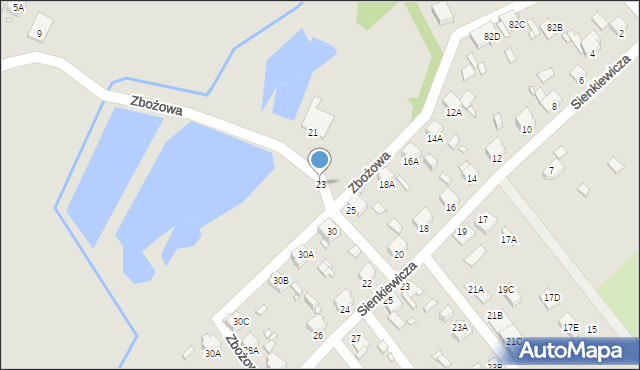 Rybnik, Zbożowa, 23, mapa Rybnika