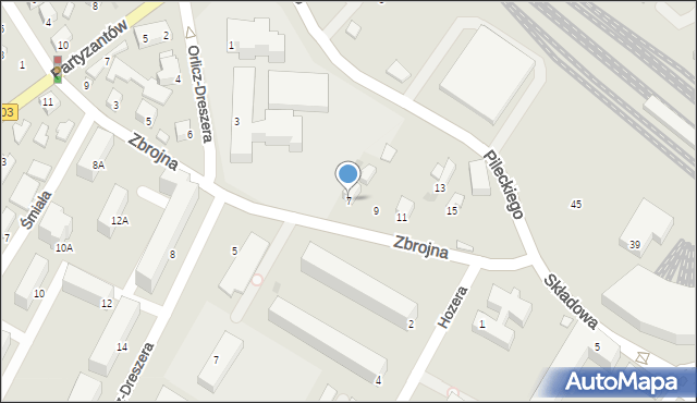 Siedlce, Zbrojna, 7, mapa Siedlce