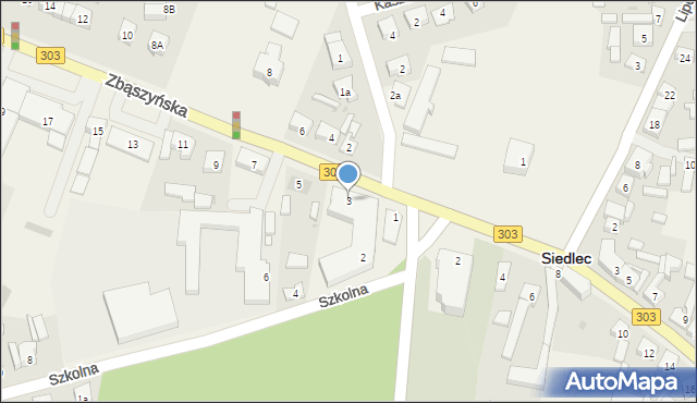 Siedlec, Zbąszyńska, 3, mapa Siedlec