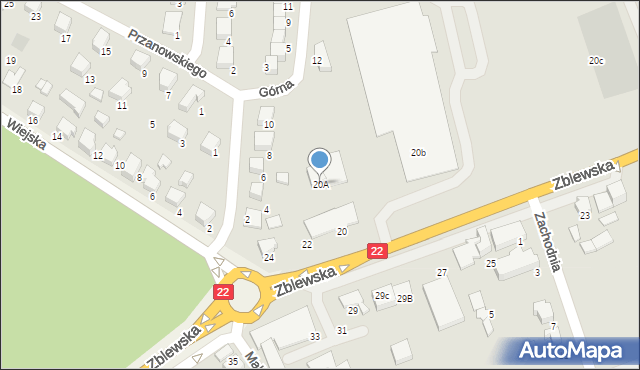 Starogard Gdański, Zblewska, 20A, mapa Starogard Gdański