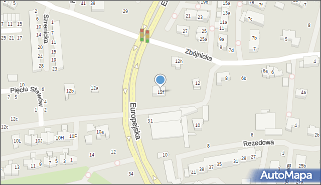 Szczecin, Zbójnicka, 12f, mapa Szczecina