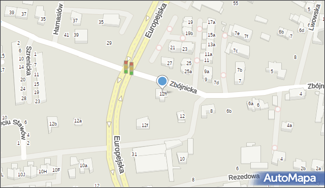 Szczecin, Zbójnicka, 12h, mapa Szczecina