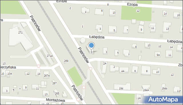 Warszawa, Zbójnogórska, 1, mapa Warszawy