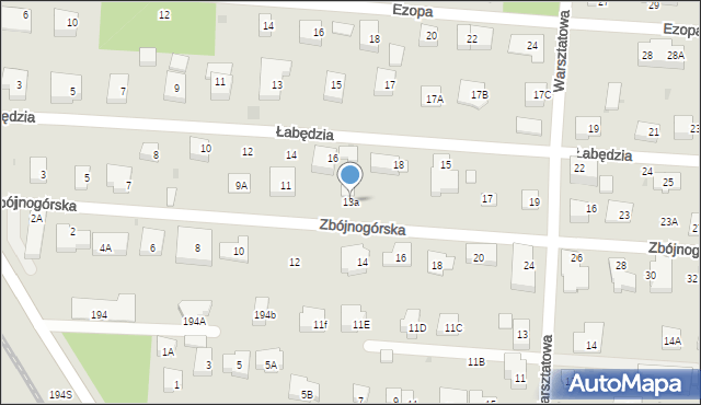 Warszawa, Zbójnogórska, 13a, mapa Warszawy