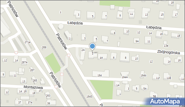 Warszawa, Zbójnogórska, 2, mapa Warszawy