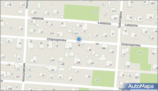Warszawa, Zbójnogórska, 36, mapa Warszawy