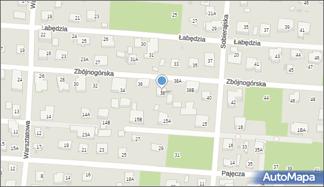 Warszawa, Zbójnogórska, 38, mapa Warszawy