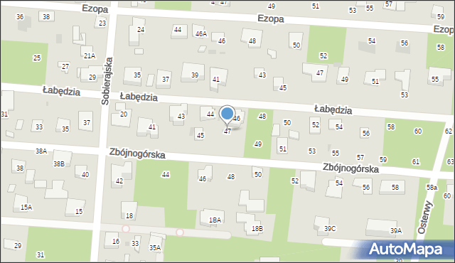 Warszawa, Zbójnogórska, 47, mapa Warszawy