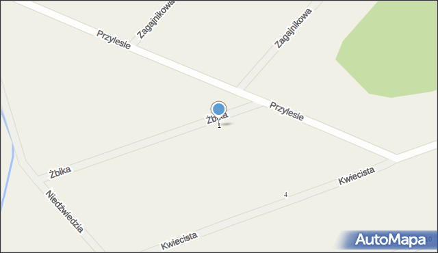 Wierzbice, Żbika, 1, mapa Wierzbice