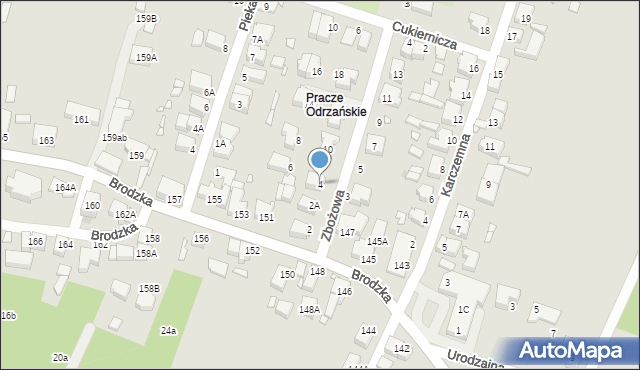 Wrocław, Zbożowa, 4, mapa Wrocławia