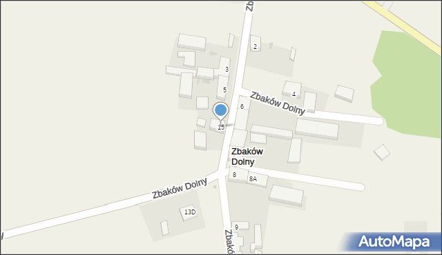 Zbaków Dolny, Zbaków Dolny, 15, mapa Zbaków Dolny