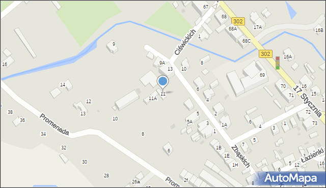 Zbąszyń, Zbąskich, 11, mapa Zbąszyń