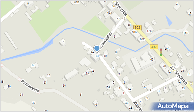 Zbąszyń, Zbąskich, 13, mapa Zbąszyń