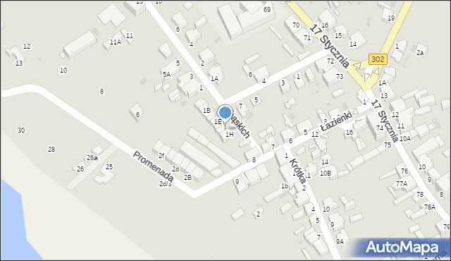 Zbąszyń, Zbąskich, 1G, mapa Zbąszyń