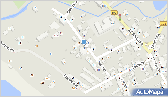 Zbąszyń, Zbąskich, 3, mapa Zbąszyń