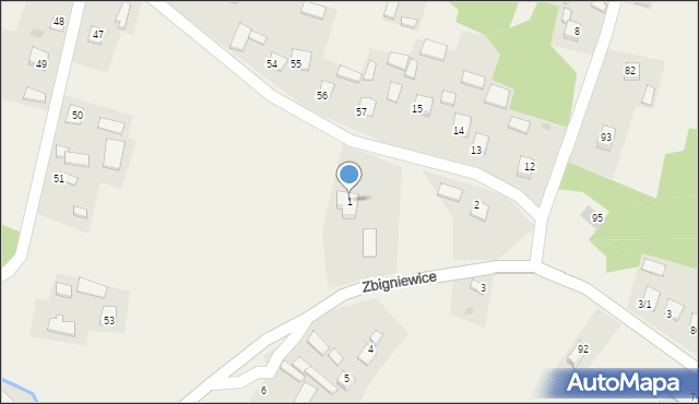 Zbigniewice, Zbigniewice, 1, mapa Zbigniewice