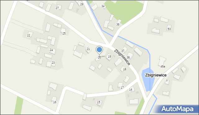 Zbigniewice, Zbigniewice, 20, mapa Zbigniewice