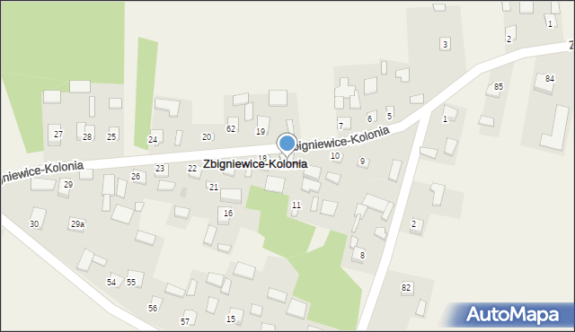 Zbigniewice-Kolonia, Zbigniewice-Kolonia, 18A, mapa Zbigniewice-Kolonia