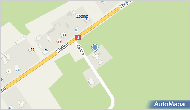 Zbójno, Zbójno, 122, mapa Zbójno